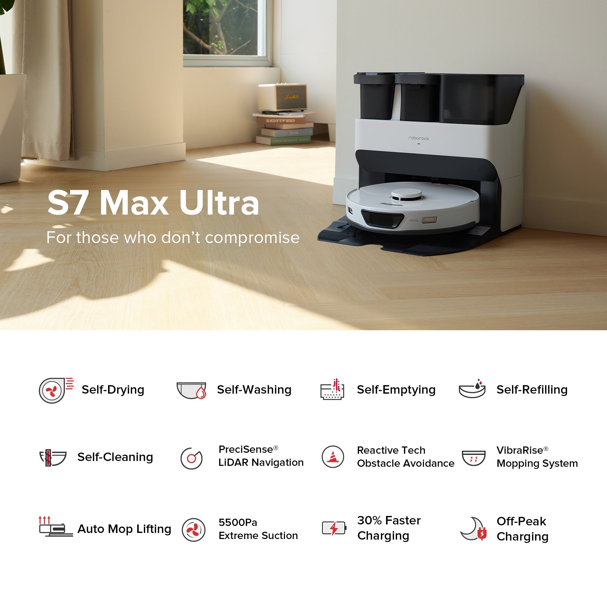 Roborock S7 Max Ultra Robot Vacuum with RockDock® Ultra